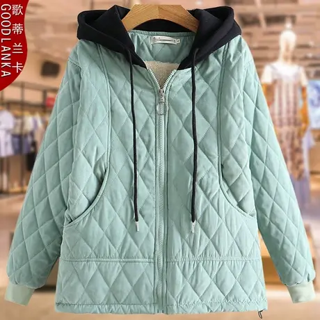 中年胖妈妈冬季加厚棉服棉袄加大码宽松加绒保暖连帽短款棉衣外套商品大图