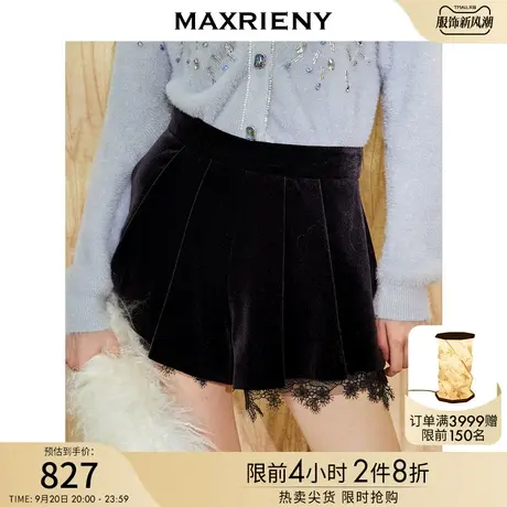 麦斯芮妮MAXRIENY可拆卸丝绒背带裤丝绒裤裙短裤商品大图