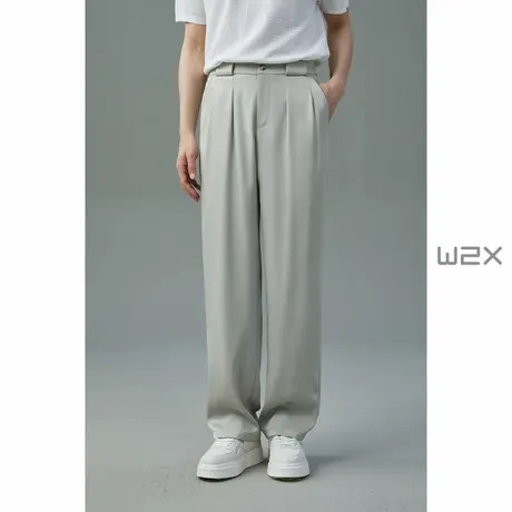 w2x2024新款夏季薄款直筒宽松休闲裤男垂坠感西装裤高级长裤子潮商品大图