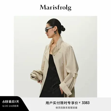 【筑感美学】Marisfrolg玛丝菲尔2025夏新款肌理皱感抽绳风衣夹克图片