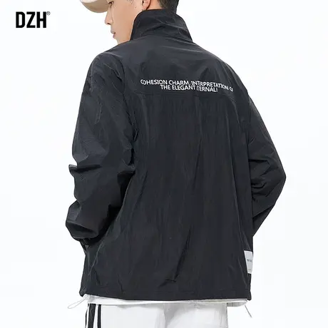 男士黑色冰丝外套男薄款春夏潮牌立领运动夹克宽松男装2023年新款商品大图