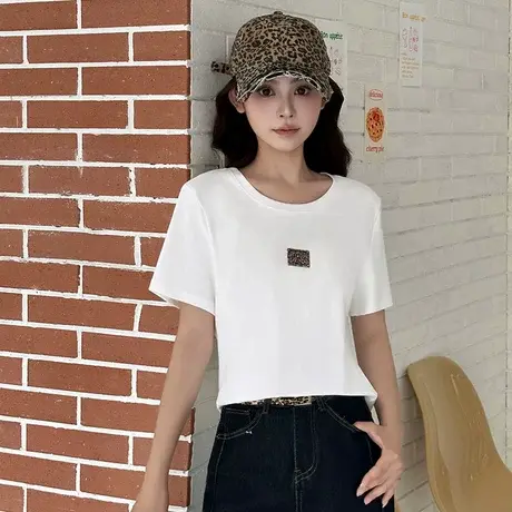拉夏贝尔短袖T恤女宽松显瘦短款体恤衫2025年夏季薄款韩版时尚衣图片