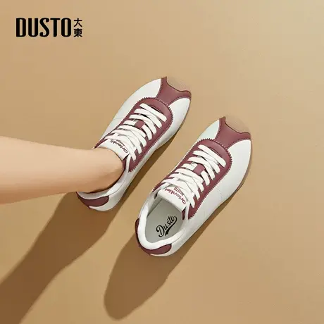 大东阿甘鞋女鞋2025秋季新款休闲平底低跟圆头系带拼色商品大图