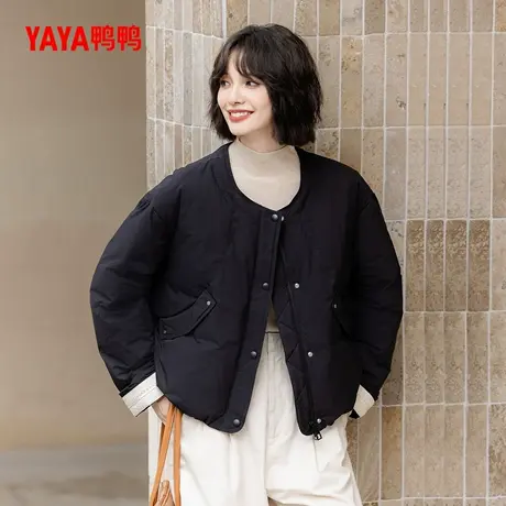 鸭鸭2025新款女时尚休闲保暖休闲百搭简约90绒冬季短款羽绒服外套商品大图