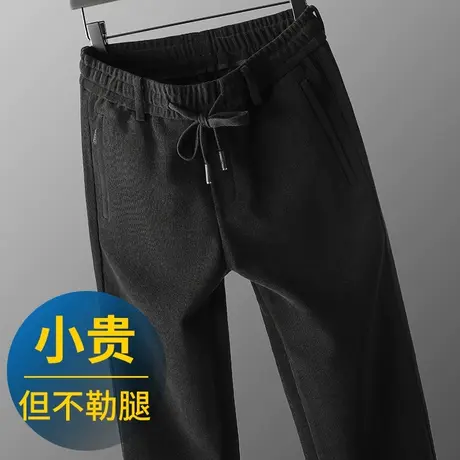 雪尼尔灯芯绒男裤秋冬运动裤厚款黑色条绒裤子中年弹力大码肥佬裤商品大图