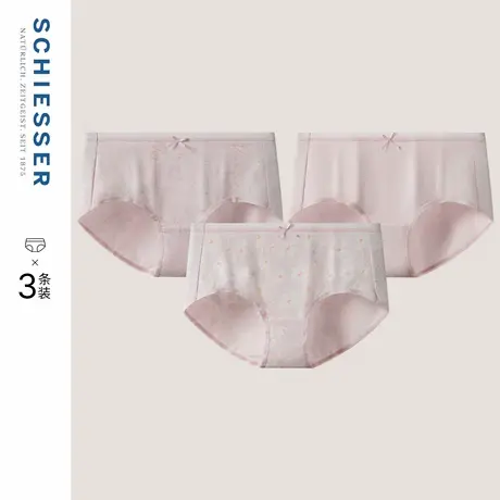 3条装SCHIESSER舒雅25年早秋新品女士棉质印花透气中腰平角内裤商品大图