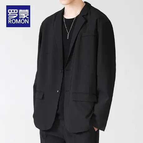 罗蒙西服外套男士秋季新款潮牌宽松正装制服男装休闲百搭上衣西装图片