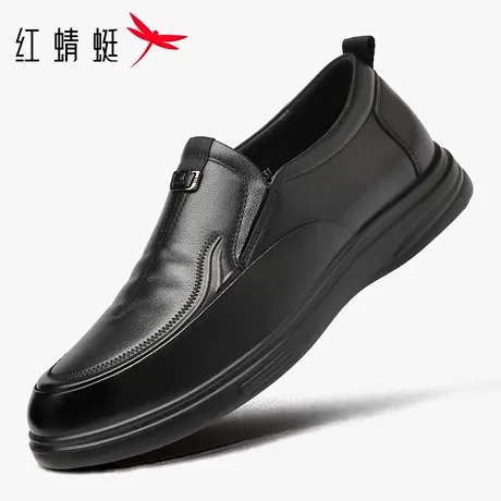 红蜻蜓男鞋秋冬鞋子男士休闲一脚蹬皮鞋男商务正装真皮全牛皮爸爸商品大图