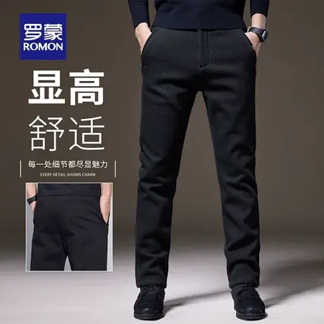 罗蒙2025新款休闲裤男士秋冬修身直筒磨毛呢西裤百搭长裤子男N1Z商品大图