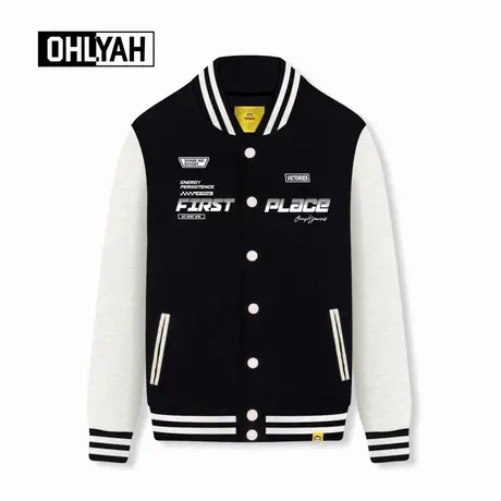 Ohlyah品牌秋冬美式潮流机车风棒球服男女同款青少年卫衣外套纯棉商品大图