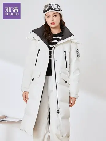 冰洁2023新款早春季节羽绒服女工装运动中长款厚款女设计感潮年轻图片