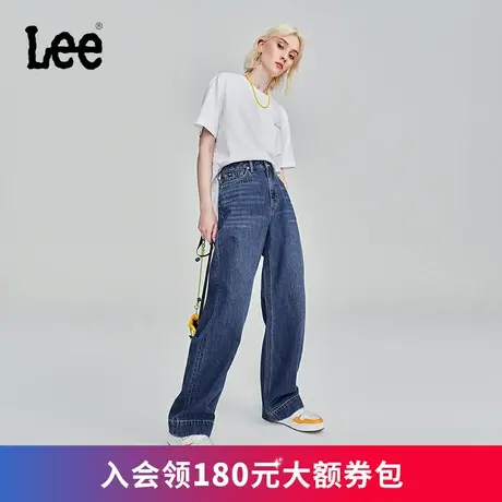 LeeXLINE23秋冬新品宽腿裤中蓝女牛仔裤阔腿潮LWB007335101-668图片