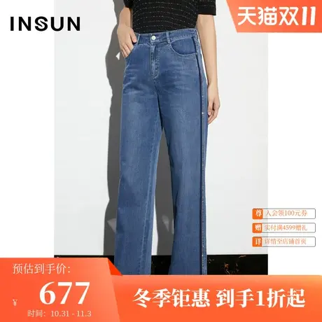 恩裳COVER2023春款新款功能牛仔裤贴身舒适微弹阔腿裤商品大图