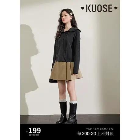 阔色连帽衫T恤女2023秋冬新款长袖套头卫衣针织衫灰色内搭上衣图片