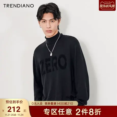 TRENDIANO潮牌官方时尚秋冬男装简约百搭休闲毛衣圆领修身针织衫商品大图