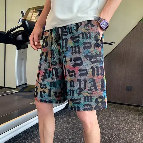 夏季男士短裤五分裤裤子沙滩裤宽松直筒潮流休闲运动中裤迷彩卫裤商品大图