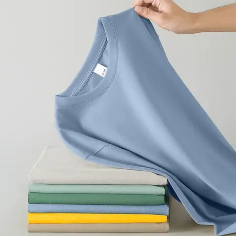 纯棉长袖t恤男圆领纯色上衣服内搭秋冬季打底衫双面德绒保暖秋衣商品大图