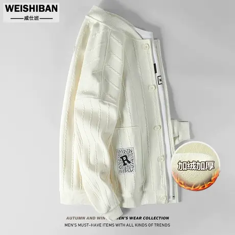 潮牌棒球领保暖夹克男原宿风休闲上衣高级感秋冬季内里加绒外套男商品大图