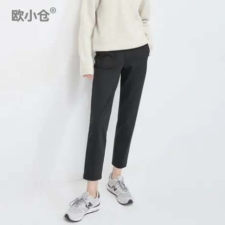 OXC/欧小仓松紧腰运动休闲西装裤子女春季弹力通勤舒适九分烟管裤图片