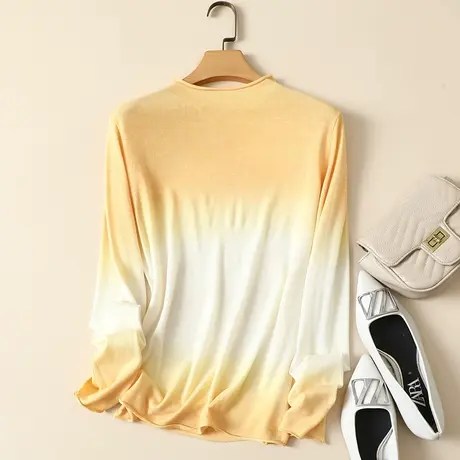 清仓！半高领毛衣宽松套头打底衫女秋冬新款内搭洋气扎染针织衫女商品大图