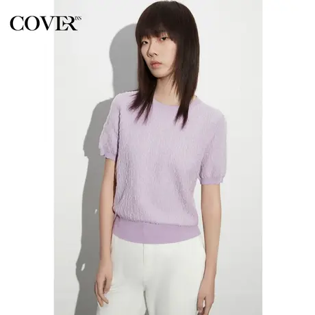 COVER夏季褶皱双面廓形天丝混纺针织衫图片