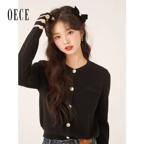 Oece高级感针织衫小外套秋冬季新款女装复古开衫气质减龄上衣商品大图