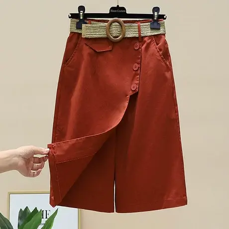 欧货洋气女裙裤2023夏新款时尚假裙子中长款七分裤纯色直筒裤裙商品大图