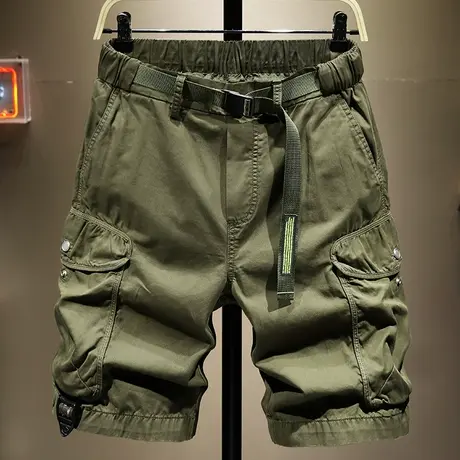 日系工装短裤男潮牌宽松5分中裤直筒马裤五分裤子夏季款休闲男裤图片