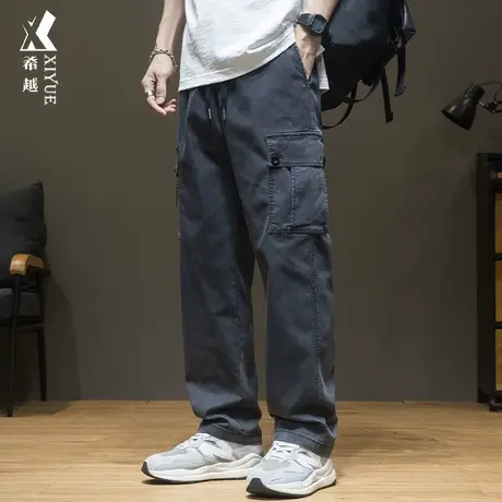春秋天丝莱赛尔休闲裤男多口袋工装裤子宽松大码胖子男款直筒长裤商品大图