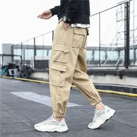 工装裤子男夏季美式复古潮牌宽松束脚裤男生日系卡其休闲裤春秋季商品大图