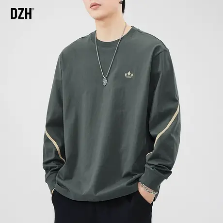 男士春秋款t恤男长袖上衣男款2024新款美式情侣装美式打底衫内搭商品大图