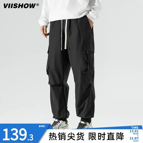 VIISHOW男士冬季宽松百搭潮牌高级感ins休闲裤子学生工装束脚卫裤商品大图