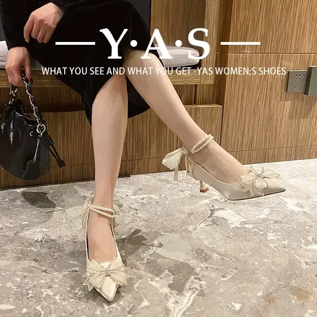 法式玛丽珍婚鞋禾秀婚纱两穿不累脚新娘鞋高跟仙女伴娘鞋日常可穿商品大图