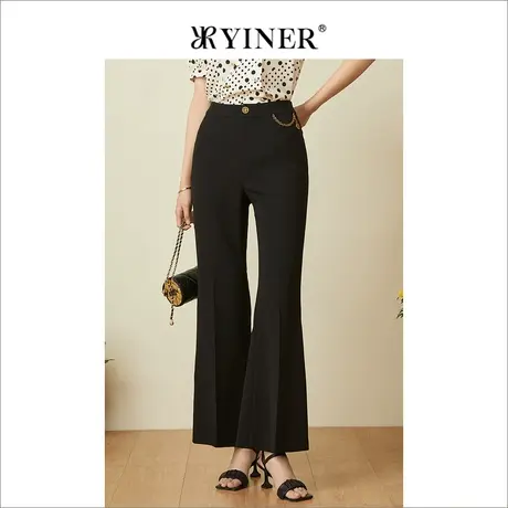YINER音儿女装2022夏季时尚醋酸微喇西裤休闲裤商品大图
