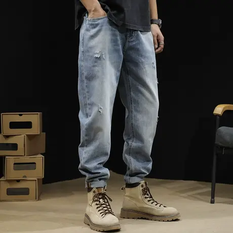 破洞牛仔裤男直筒2024新款春季男款薄款裤子宽松大码春夏男士潮牌商品大图
