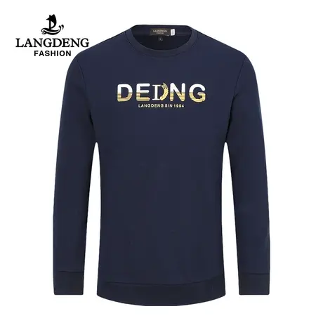 浪登男士长袖圆领T恤2024春季时尚印花休闲亲肤时尚打底上衣男图片