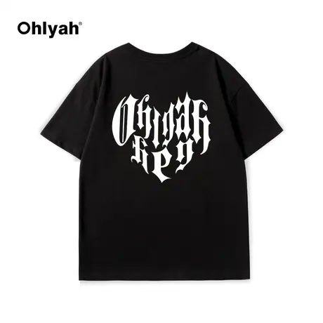 Ohlyah潮牌爱心短袖男女同款基础百搭打底t恤2023春夏宽松半袖图片