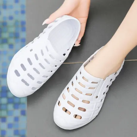 洞洞鞋女时尚沙滩鞋夏学生护士运动包头凉拖鞋男工作套脚一脚蹬男商品大图