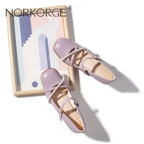 文艺紫色时装单鞋玛丽珍单鞋图片