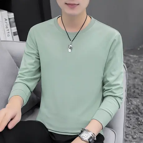 纯棉t恤男长袖潮牌潮流圆领上衣服全棉内搭打底衫体恤秋季卫衣男商品大图