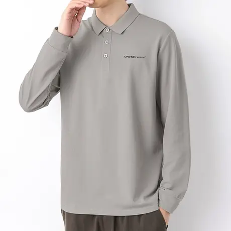 丝光珠地棉polo衫男长袖带领翻领t恤有领商务休闲保罗打底衫秋衣商品大图