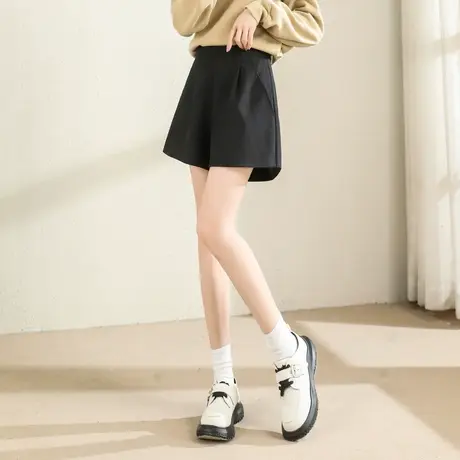 时尚气质百搭显瘦短裤2023秋季新款女士宽松高腰外穿西装阔腿短裤商品大图