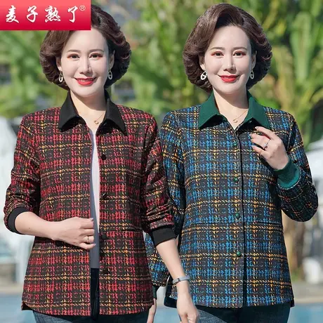 妈妈春装短款外套时尚老年人2022新款小夹克奶奶装中老年女装上衣图片