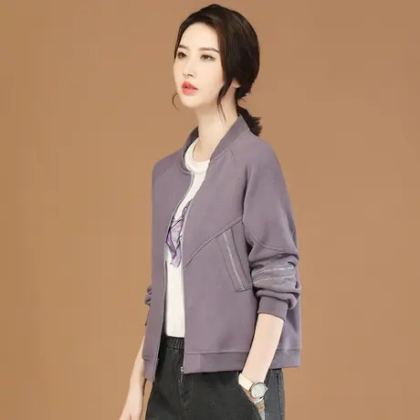 韩潮袭人立领拼接长袖卫衣外套女2023秋季新款休闲百搭棒球服上衣图片