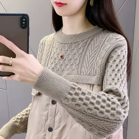 冬季中长款毛衣女秋冬2022新款爆款加厚宽松外穿慵懒风假两件针织商品大图