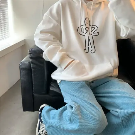 冬装新款韩版慵懒风宽松oversize小个子原创设计加绒连帽卫衣女厚图片