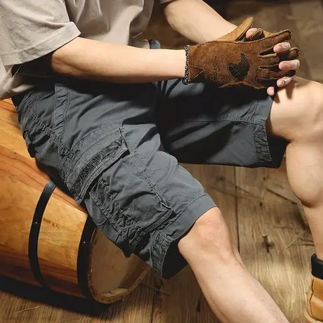 潮牌工装短裤男宽松大码夏季薄款时尚百搭男士直筒休闲五分裤子夏商品大图