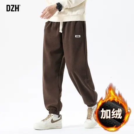 男士灯芯绒运动裤男冬季束脚加绒加厚裤子美式高街2024新款运动裤商品大图