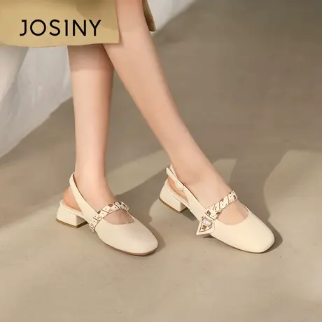 Josiny/卓诗尼女神推荐~复古玛丽珍珠女鞋2023夏季新款一字带凉鞋商品大图