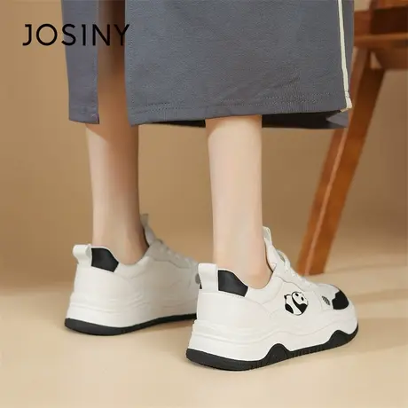 Josiny/卓诗尼板鞋女2024新款春季增高厚底透气百搭休闲熊猫鞋女商品大图